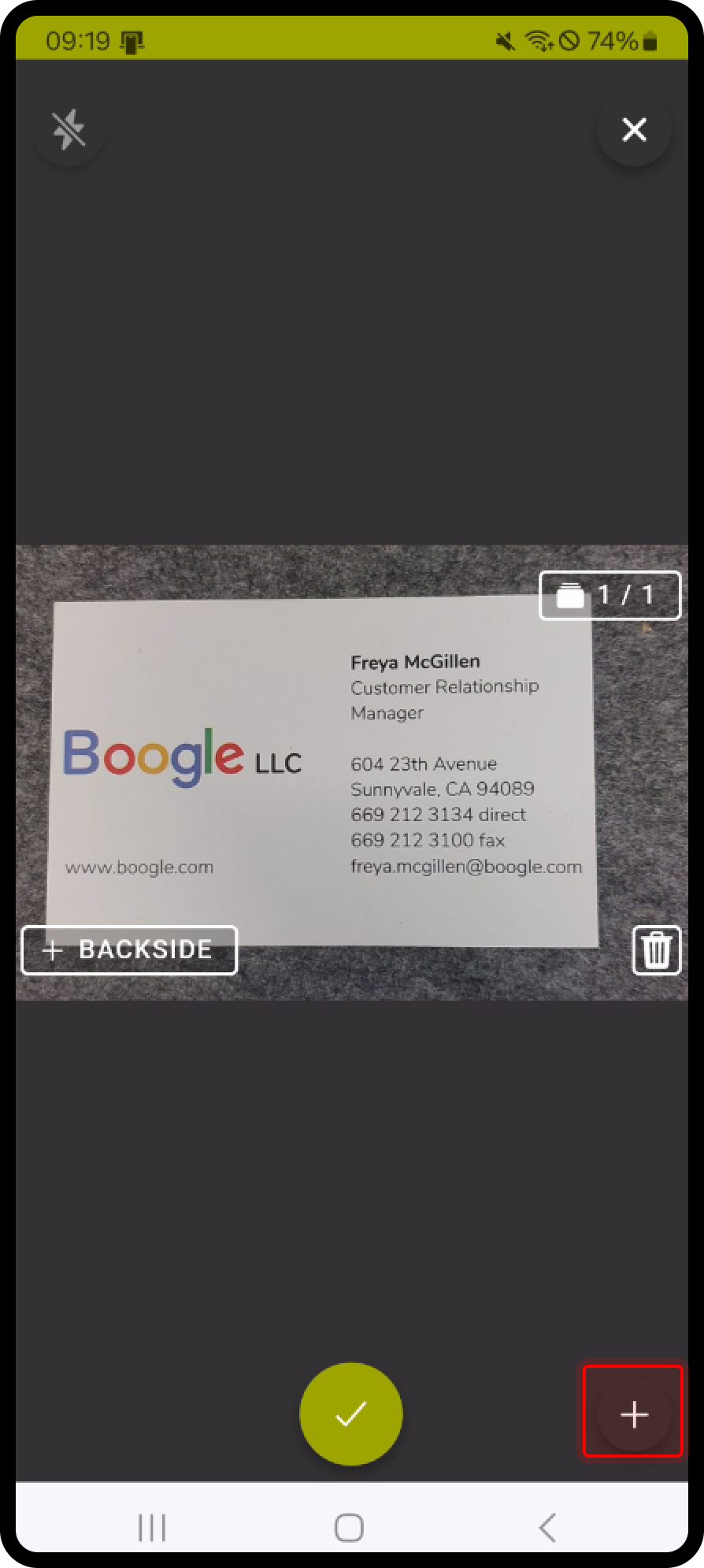 How can I scan more than one business card with the BusinessCards app?