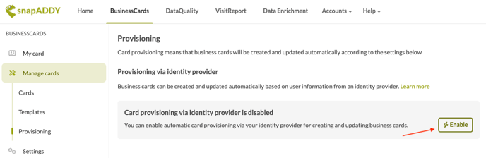 Enable card provisioning