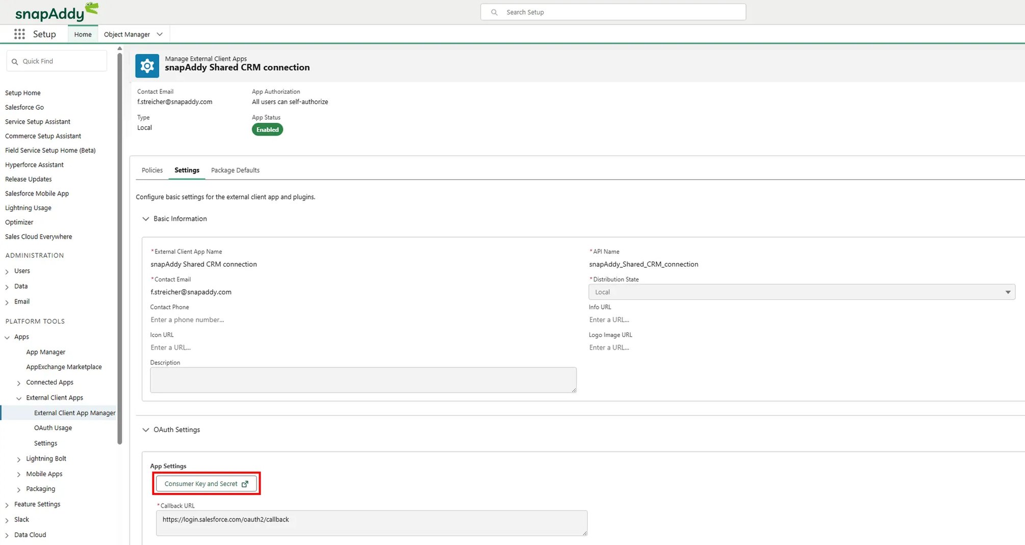 How to enable a shared CRM connection for Salesforce