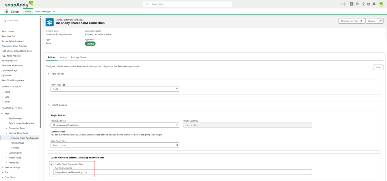 How to enable a shared CRM connection for Salesforce
