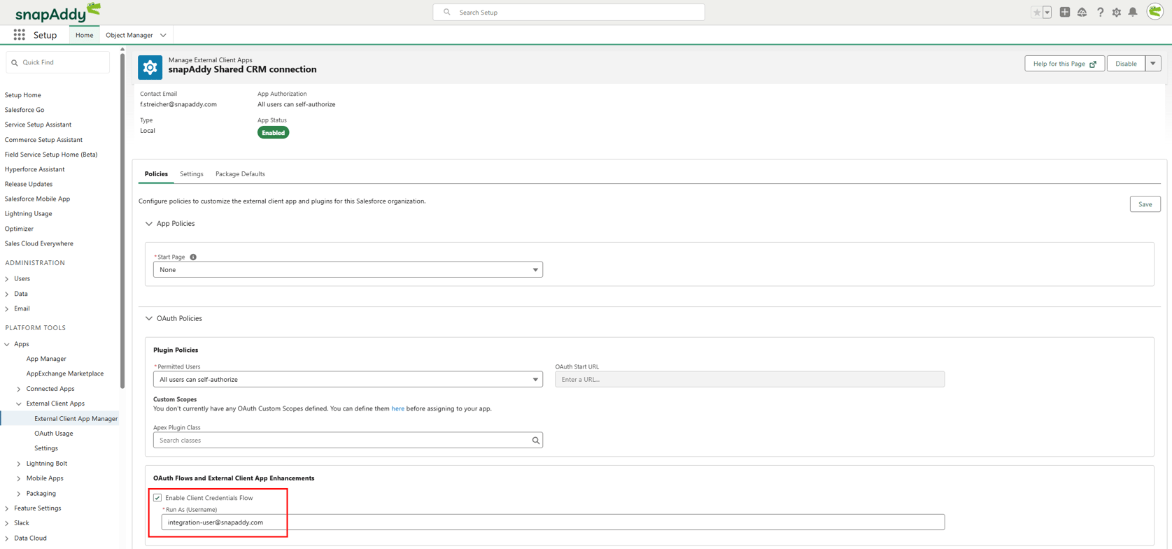 How to enable a shared CRM connection for Salesforce