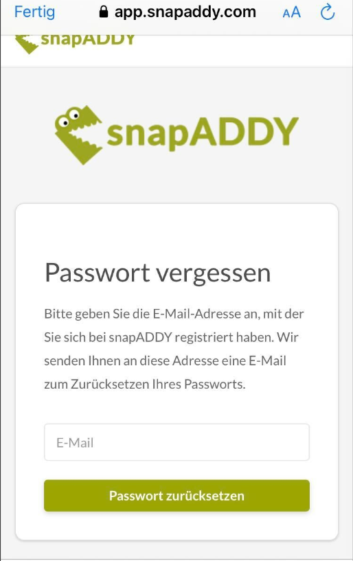 EMAIL LOGIN FUNKTIONIERT NICHT visual data 4